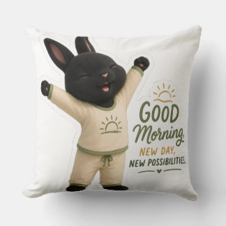Coussin Autocollant de lapin étiré du matin