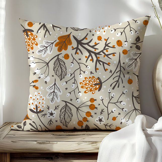 Coussin Automne Berries Feuilles et Branches Motif (Créateur téléchargé)
