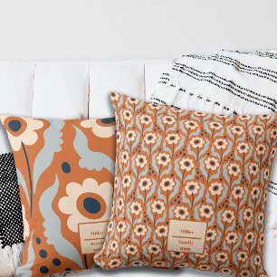 Coussin Automne Burnt Orange Oeufs Fleurs Nom Personnalisé
