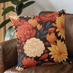 Coussin Automne Chrysanthèmes floraux