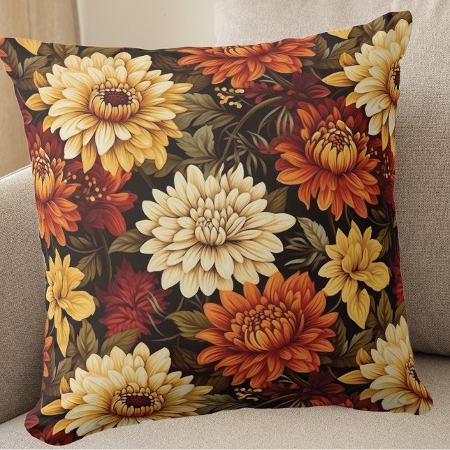 Coussin Automne Chrysanthèmes floraux (Créateur téléchargé)