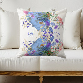 Coussin Automne Citrouille Pastel Bleu Botanique Flora Mon