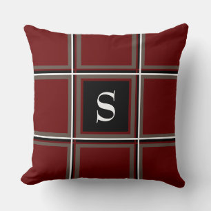Coussin Automne Couleurs Bourgogne et Brown unique initial