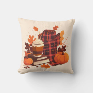 Coussin Automne - Décor automne avec Citrouilles et livres