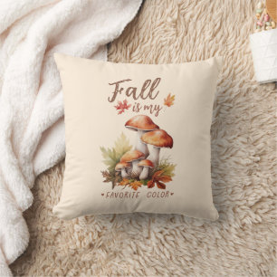 Coussin Automne Est Ma Couleur Préférée - Champignons & Fe