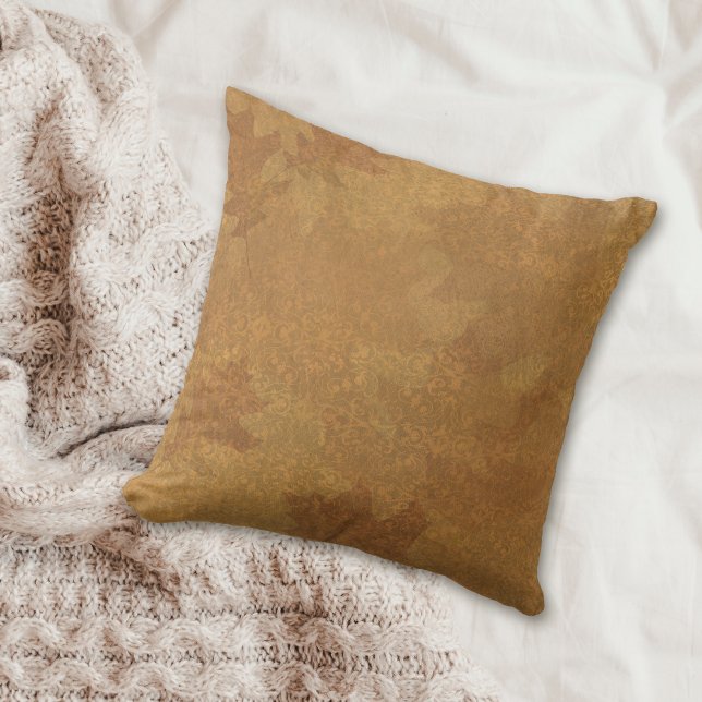 Coussin Automne Feuille d'or Damask (Créateur téléchargé)