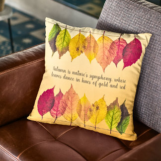 Coussin Automne Feuilles Symphonie Jaune Brown Rouge