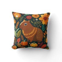 Automne Floral Capybara Jeu d'oreiller
