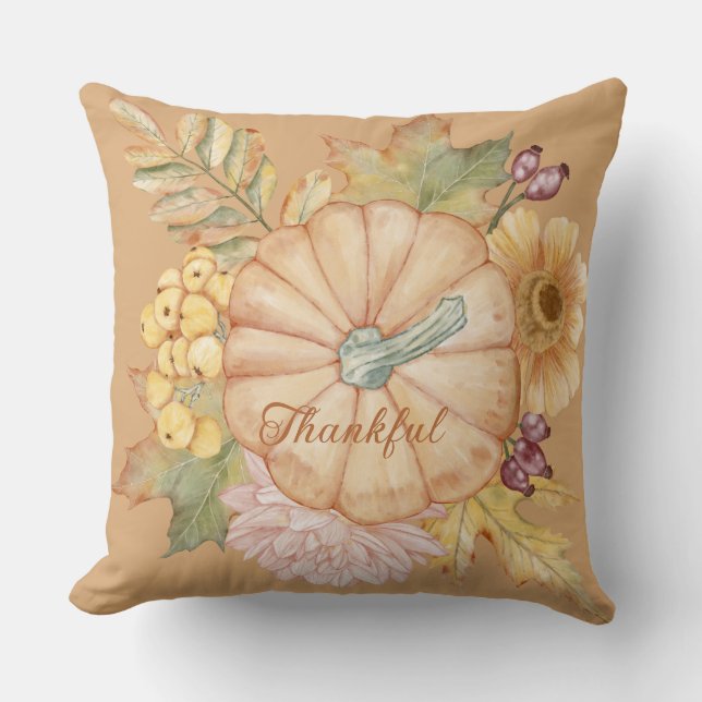 Coussin Automne Orange Thanksgiving Citrouille (Recto)
