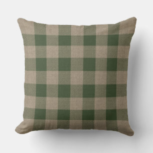 Coussin Automne Primitif Rustique Cabine Green Check Plaid