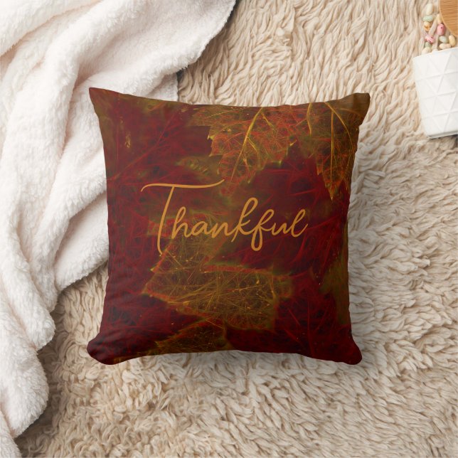 Coussin Automne Rouge or Rustique Élégant Feuilles d'érabl (Couverture)