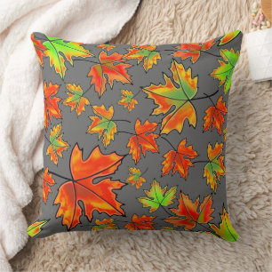 Coussin Automne rouge orange feuille érable feuille