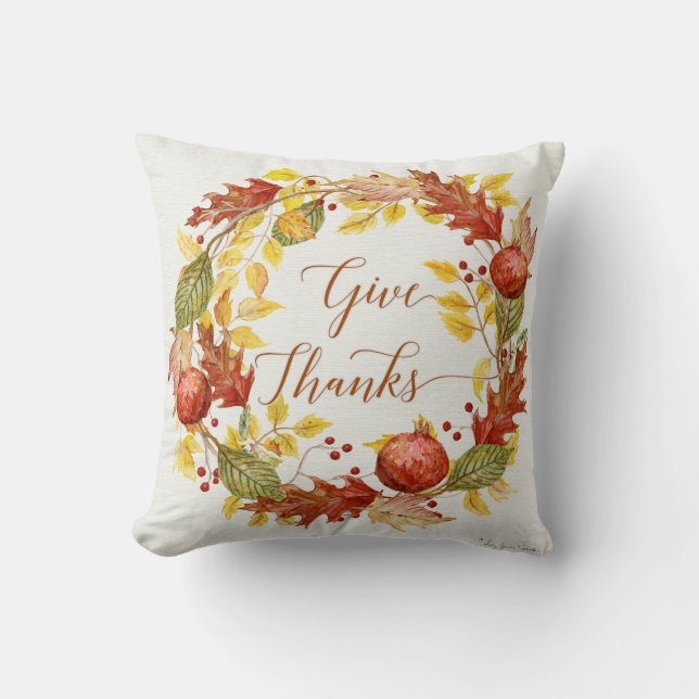 Coussin Automne Saison Automne Grenade Feuilles Remercient (Recto)