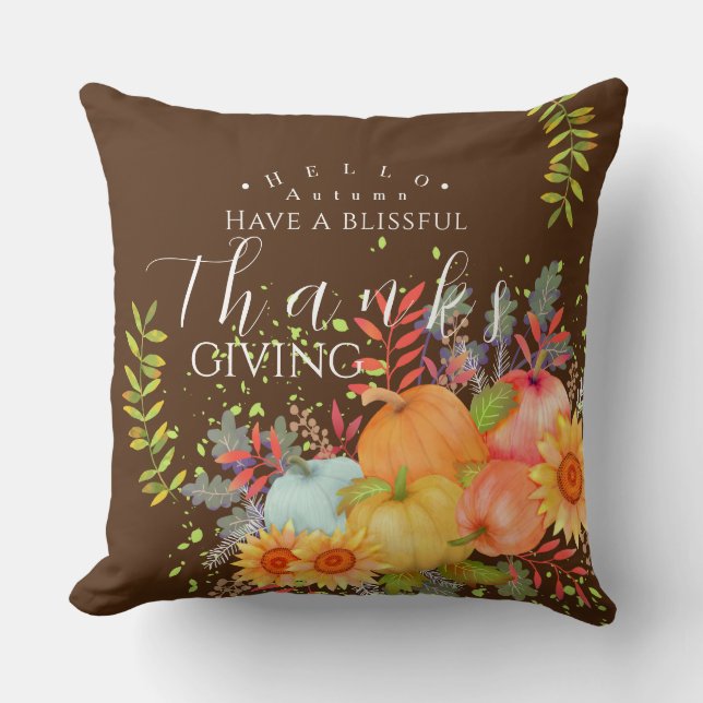 Coussin Automne Thanksgiving Brown (Recto)