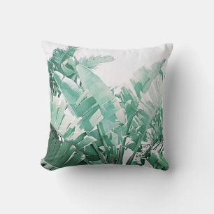 Coussin aux feuilles de palmier vert pâle et de ba