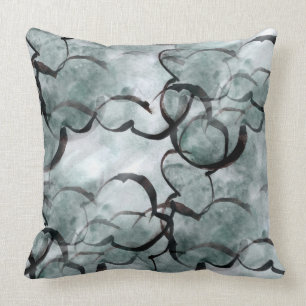 Coussin avant-garde d'art grise, peinture de main noire