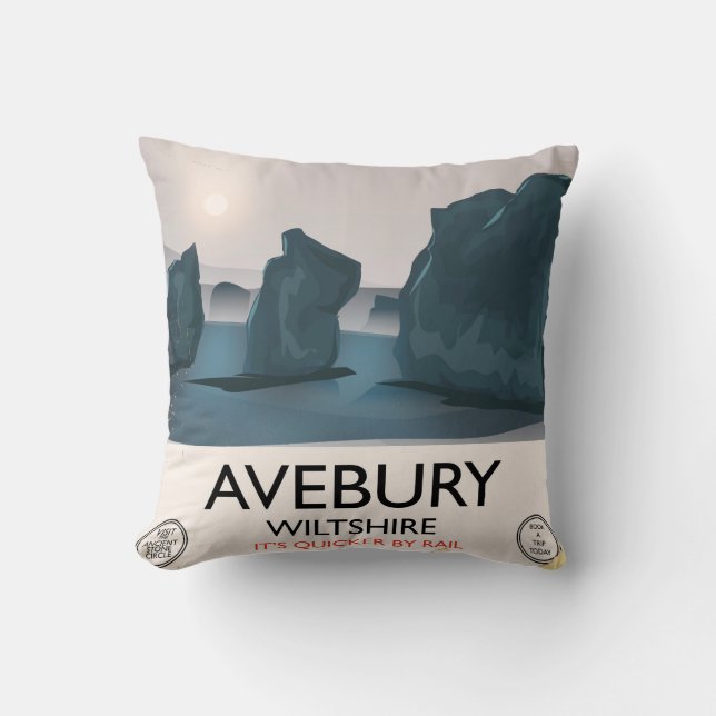 Coussin Avebury, Wiltshire Stone encerclent le voyage vint (Recto)