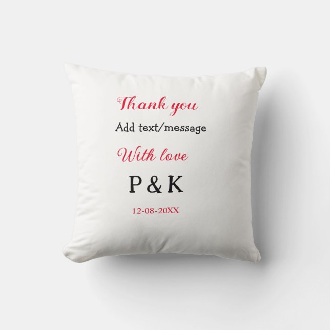 Coussin Avec amour ajoutez lettre nom couple merci ajoutez (Recto)