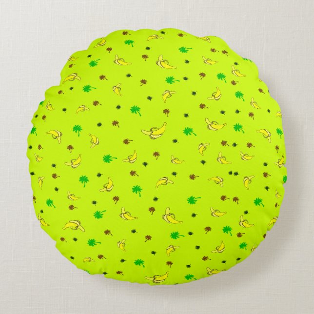 Coussin avec banane et palmiers motif (Devant)