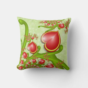 Coussin Avec beaucoup d'amour Rouge Coeurs Jaunes Fractal