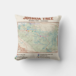 Coussin avec carte du parc national de Joshua Tree