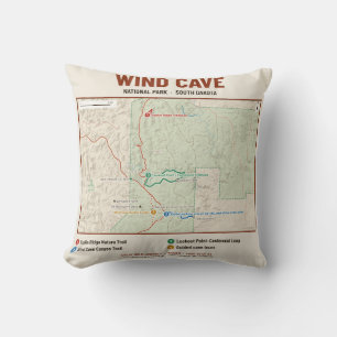 Coussin avec carte du parc national de Wind Cave