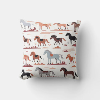 Coussin avec chevaux abstraits.