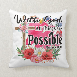 Coussin Avec Dieu Toutes Choses Sont Possibles Bible chrét