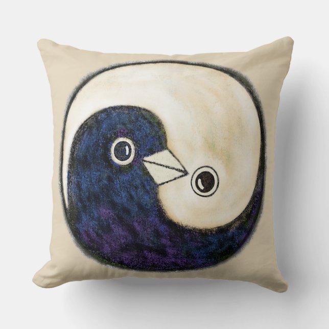 Coussin avec les colombes de la paix de Yin Yang (Recto)