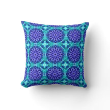 Coussin avec motif bleu