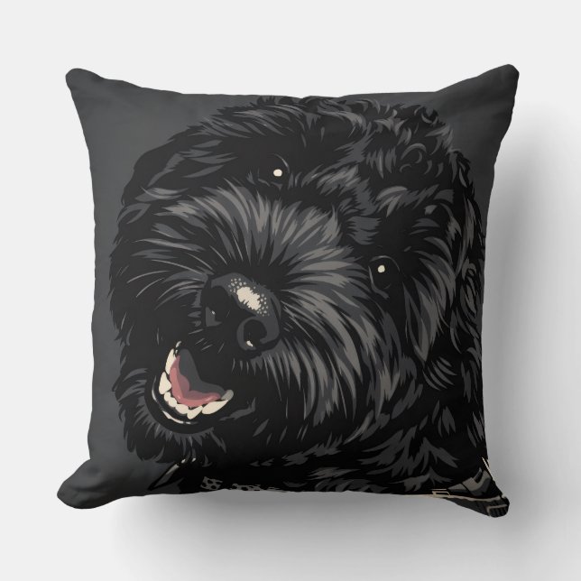 Coussin avec portrait de chien Cockapoo noir Cadea (Recto)