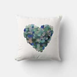 Coussin avec un coeur en verre de mer de Porto