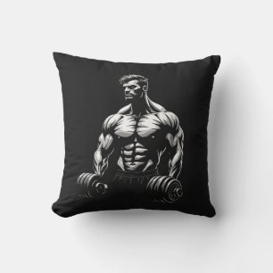 Coussin avec un homme musclé tenant des haltères