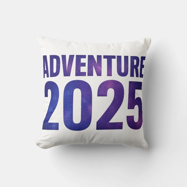 Coussin Aventure 2025 Galaxy Typographie Design (Recto)
