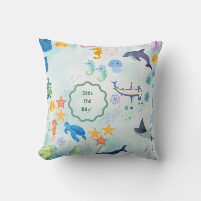 Coussin aventure sous-marine lunette bleue (Recto)