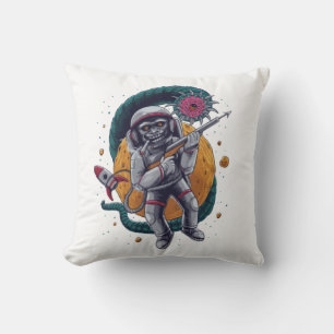 Coussin Aventurier de l'espace rétro Créature cosmique Sci