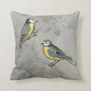 Coussin Aviaire argenté Couple d'oiseaux