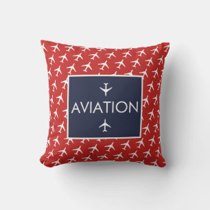 Coussin Avion à plan blanc Funky piloté de l'aviation