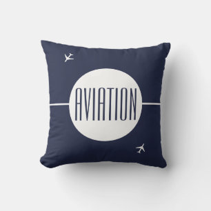 Coussin Avion à plan blanc Funky piloté de l'aviation