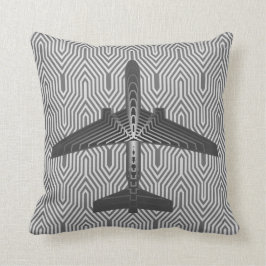 Coussin Avion d'art déco, graphite et gris argenté