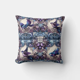 Coussin Avion victorien : Un jardin de tuiles violettes