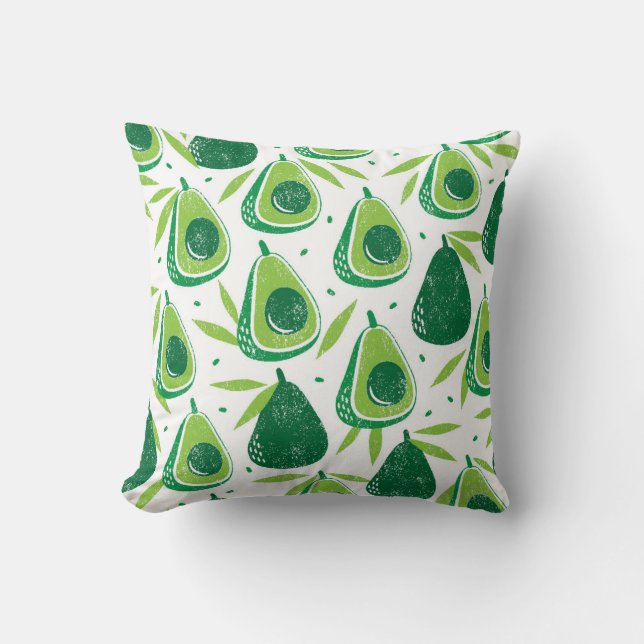 Coussin Avocado, timbre texturé, motif transparent. (Recto)