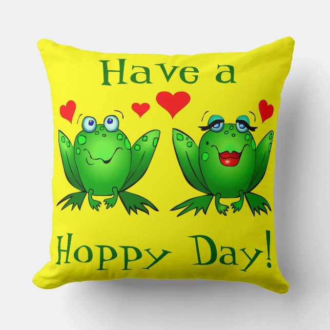 Coussin Avoir des grenouilles à caricatures mignonnes de j (Recto)