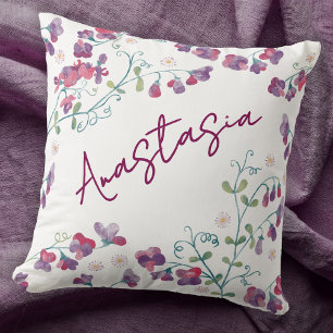 Coussin Avril Mois de Naissance Pois de Senteur Marguerite