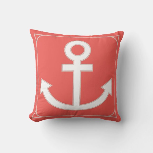 Coussin Aweigh de marin d'Ancres en mandarine (Recto)