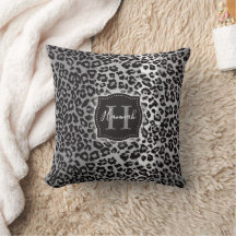 B & W Leopard Motif avec Monogramme et nom personn