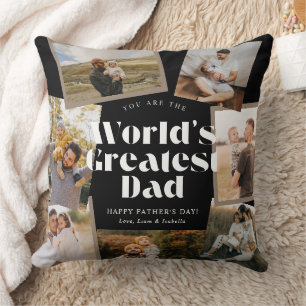 Coussin B & W Meilleur Papa du Monde 7 Collage de Photos