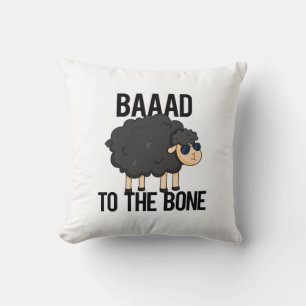 Coussin Baaad À L'Os Drôle Pun Mouton Noir Noir