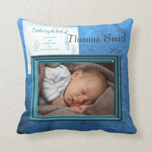 Coussin Baby Boy Birth Photo Keepsaké