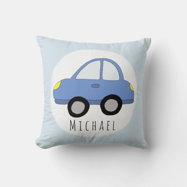 Coussin Baby Boy Blue Car Nom du véhicule Nursery (Recto)